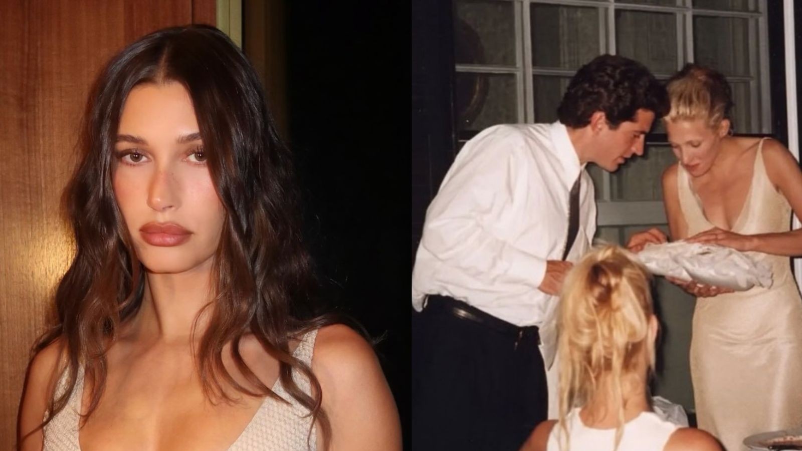 Hailey Bieber usa vestido que Carolyn Bessette Kennedy usou em seu jantar de ensaio de casamento