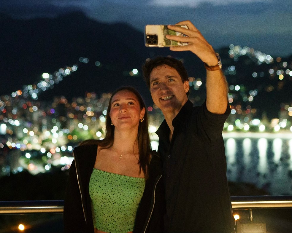 Justin Trudeau e a filha, Ella-Grace Trudeau — Foto: Reprodução/Instagram
