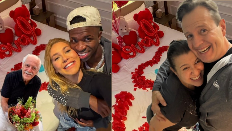 Ary Fontoura e o casal Zucatelli na trend do pedido de namoro de Vini e Virginia — Foto: Reprodução/Instagram