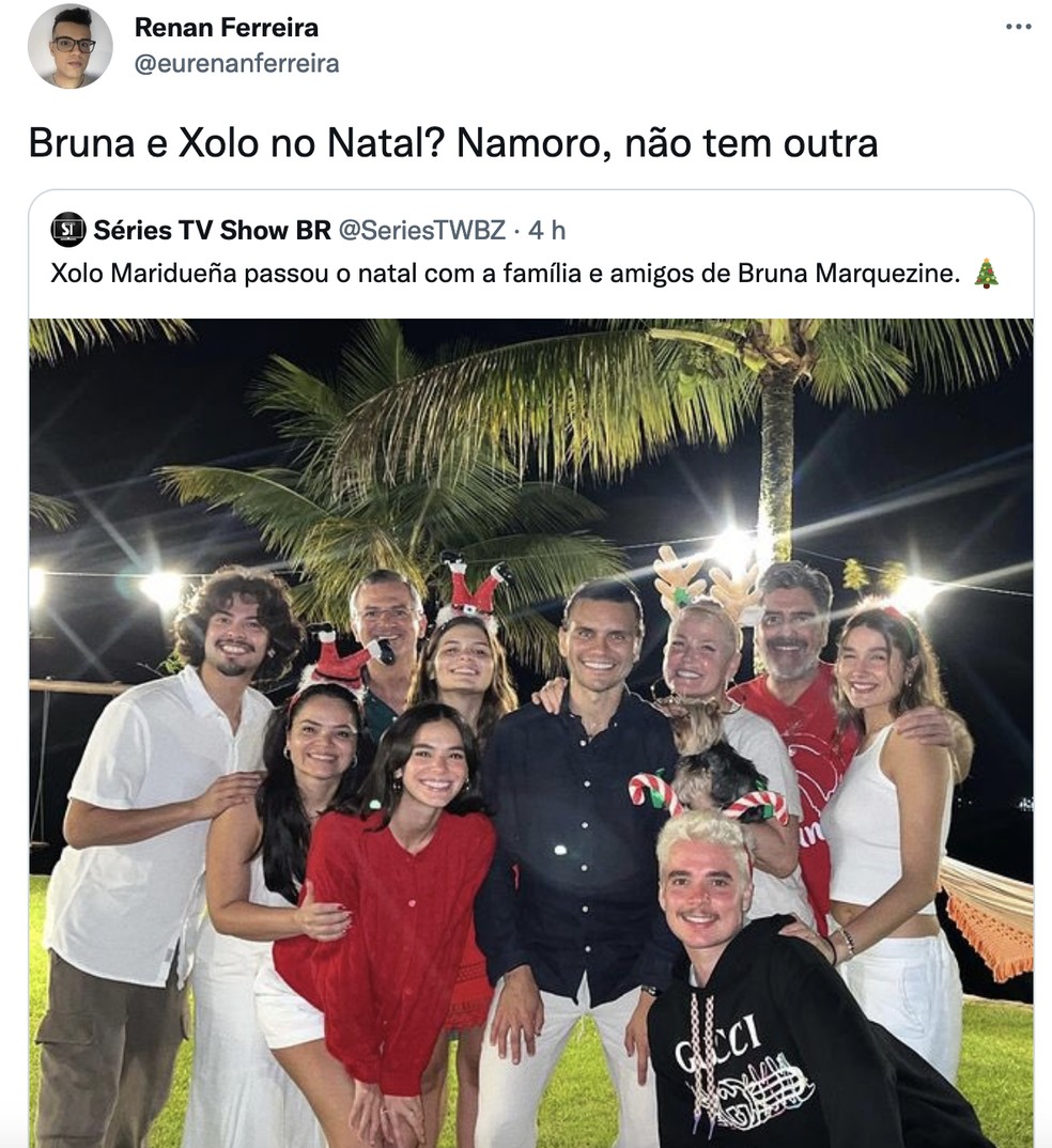 Fãs apostam no namoro de Bruna Marquezine e Xolo Maridueña — Foto: Reprodução / Twitter