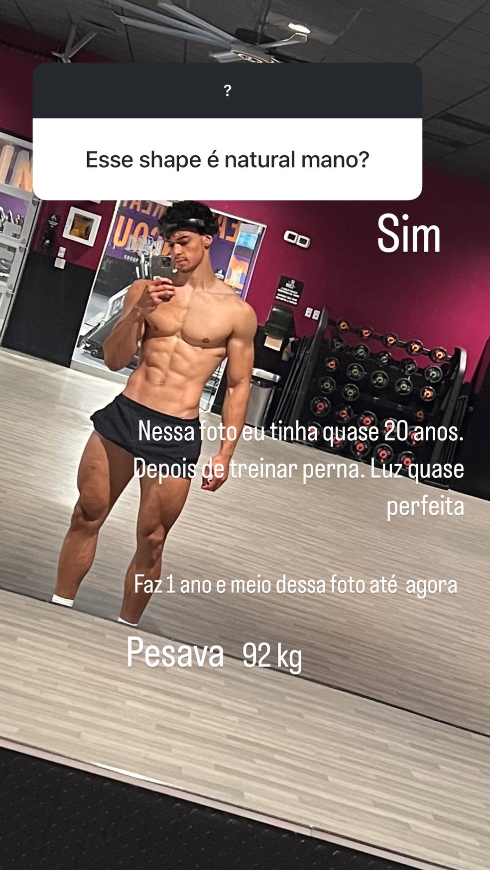Victor Alexandre revela detalhes do físico musculoso — Foto: Reprodução/Instagram