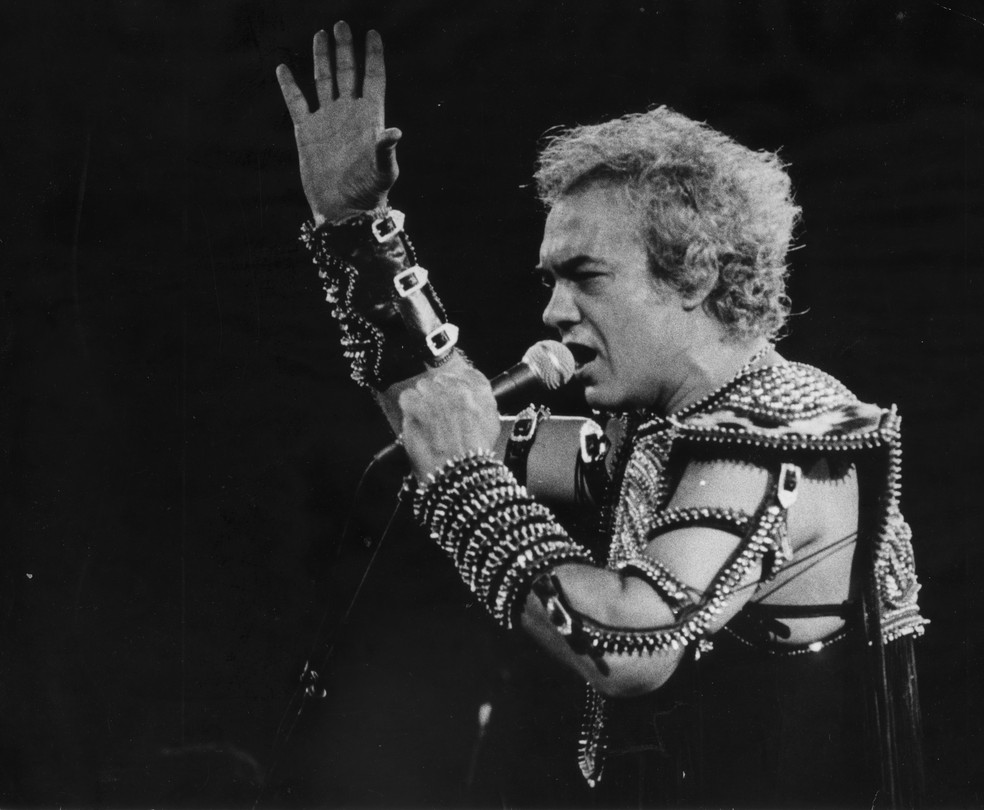 Erasmo em sua apresentação no Rock in Rio, 1985 — Foto: Acervo/Editora Globo