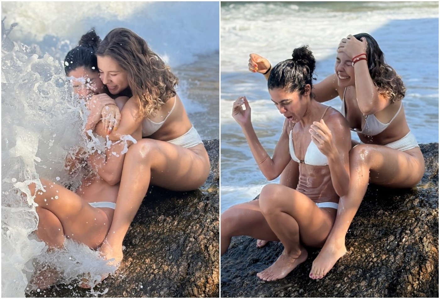 Bela Gil se diverte com a filha após onda atrapalhar momento fofo: 