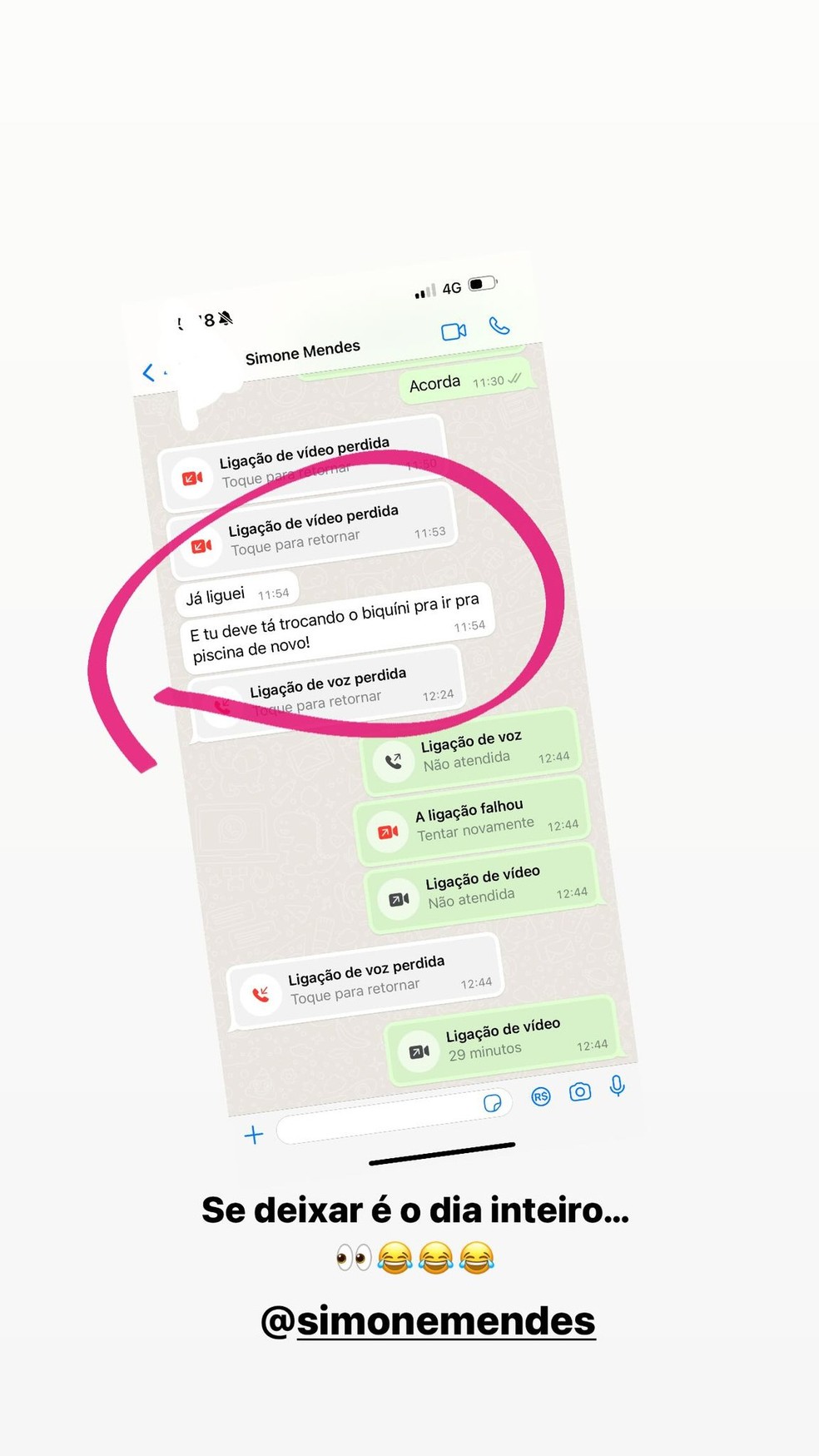 Maiara compartilhou prints de conversas com Simone Mendes — Foto: Reprodução/Instagram