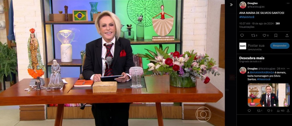 P&uacute;blico reage a Ana Maria vestida de Silvio Santos no 'Mais Voc&ecirc;' &mdash; Foto: Reprodu&ccedil;&atilde;o/X