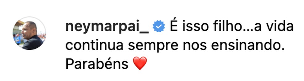 Neymar Pai apoia filho após traição — Foto: Reprodução: Instagram