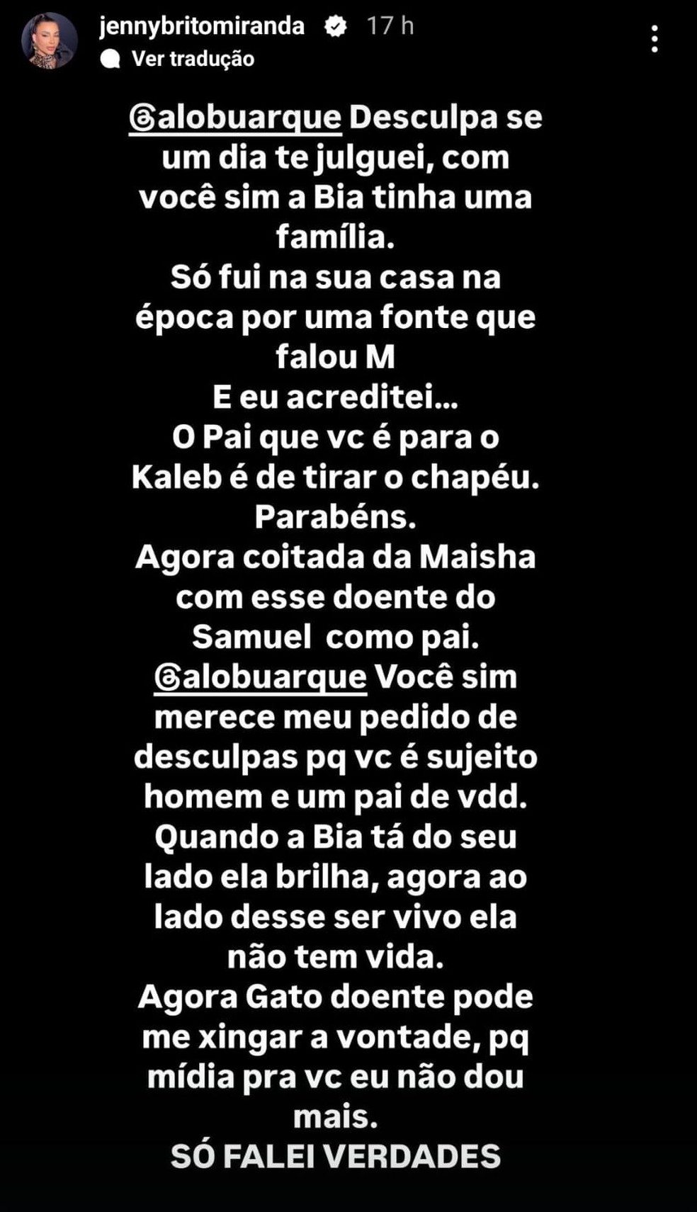 Jenny Miranda detona Gato Preto, namorado de sua filha, Bia Miranda — Foto: Reprodução/Instagram