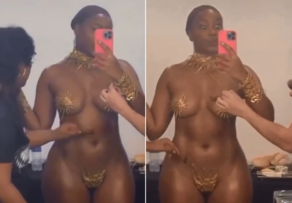 IZA aparece seminua em bastidores de sessão de fotos — Foto: Instagram