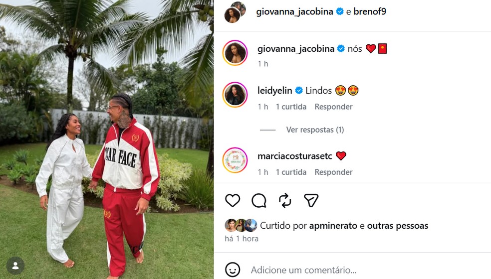 Giovanna Jacobina e novo namorado — Foto: Reprodução/Instagram
