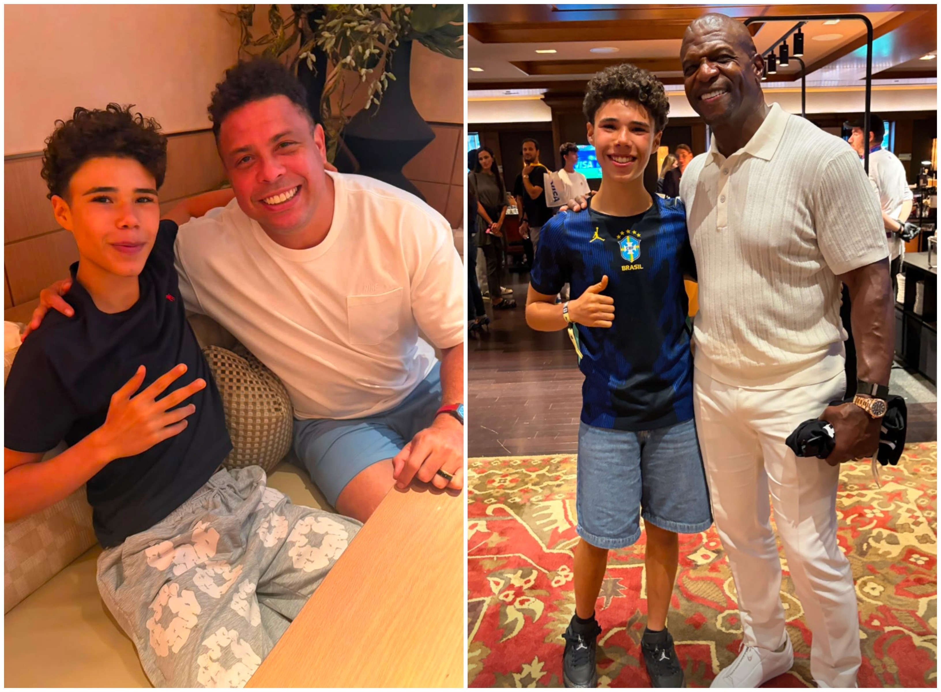 Marcus Buaiz mostra filho mais velho com o padrinho, Ronaldo, e com o ator de 