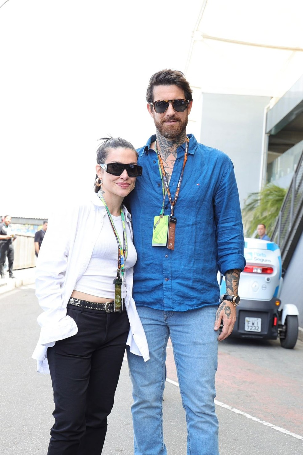 Cleo e Leandro D'Lucca no GP de F&oacute;rmula 1, em S&atilde;o Paulo &mdash; Foto: Rafael Cusato/Quem