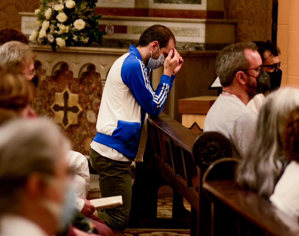 Moreno Veloso na Missa de Sétimo Dia de Gal Costa — Foto: Webert Belicio/AgNews