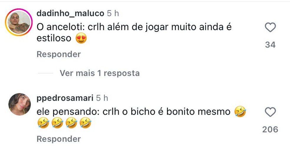 Comentários de torcedores sobre o look de Léo Pereira — Foto: Reprodução | Instagram