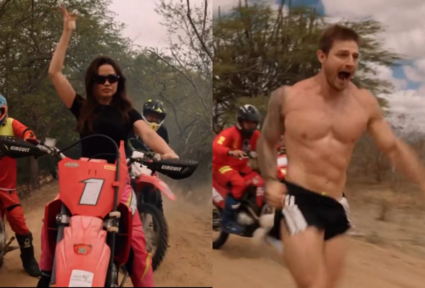Com gangue de motoqueiros, Juliette e Kaíque Cerveny divertem fãs com curta pré-wedding - Foto