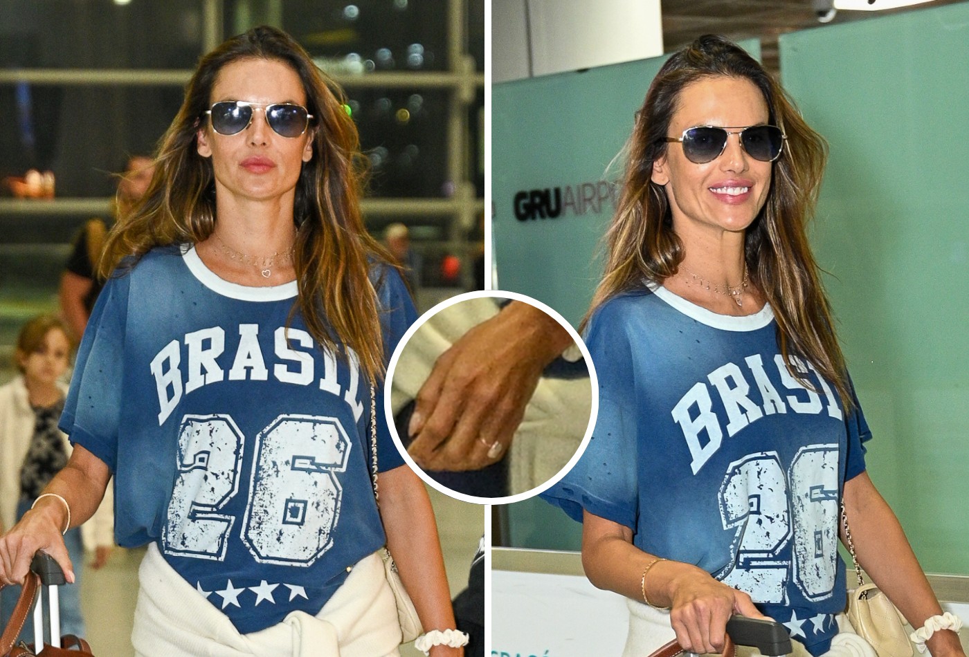 Noivado? Alessandra Ambrosio exibe anel nada discreto durante embarque em SP