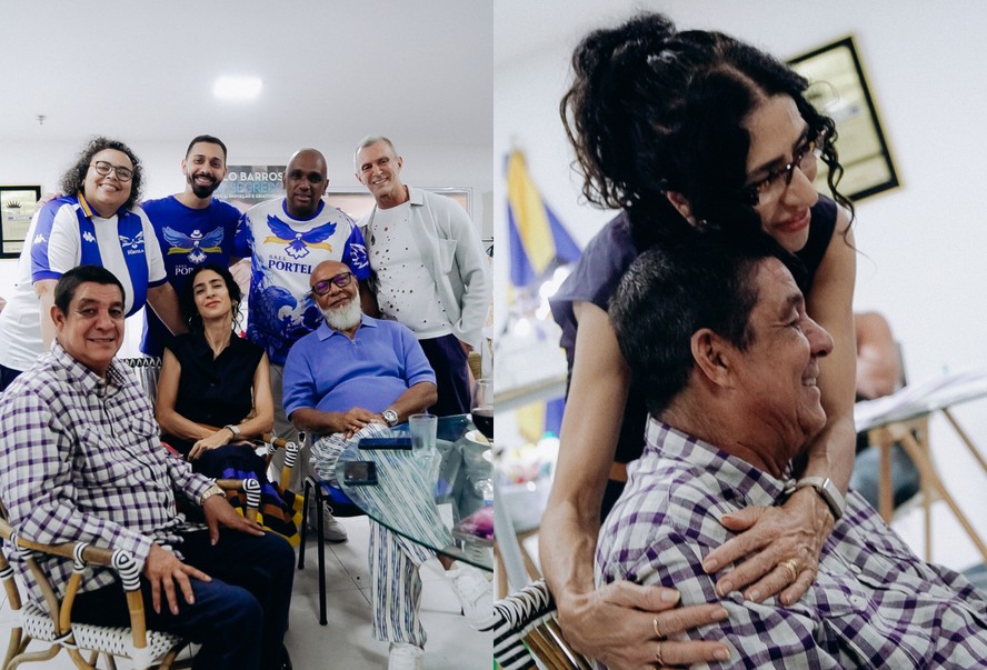 Zeca Pagodinho, Marisa Monte e Mauro Diniz visitam barracão da Portela