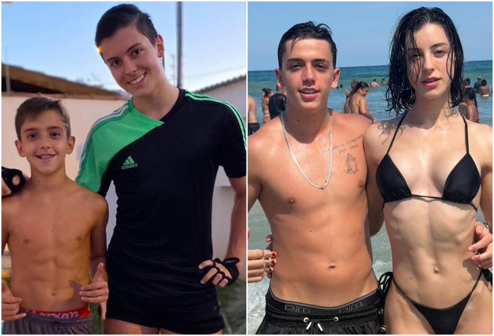 Antes e depois de Bella Longuinho e do irmão, Pedro — Foto: Reprodução/Instagram