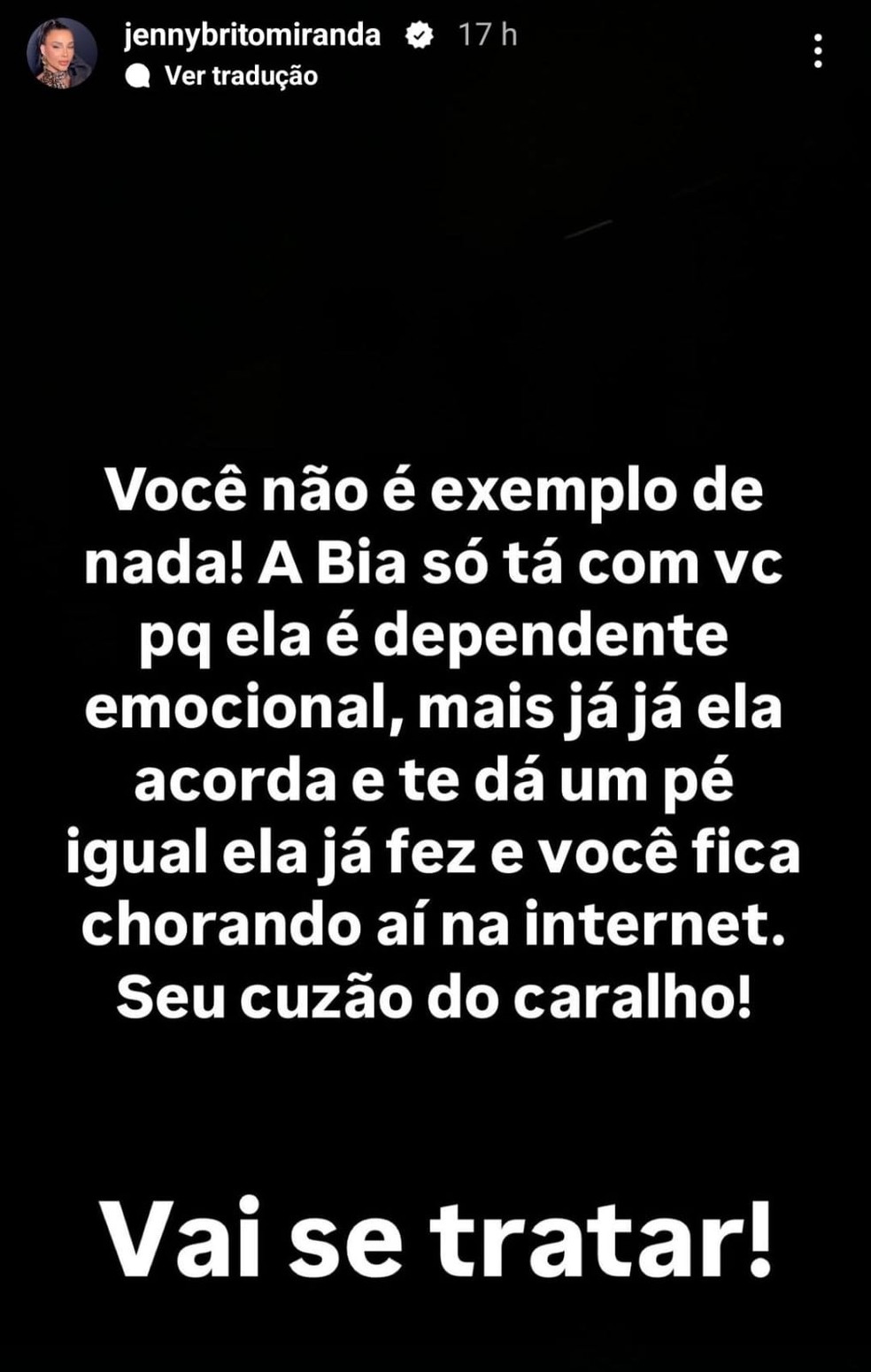 Jenny Miranda detona Gato Preto, namorado de sua filha, Bia Miranda — Foto: Reprodução/Instagram