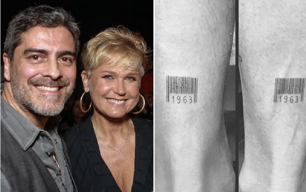 Junno Andrade e Xuxa têm tatuagens iguais com o ano em que nasceram — Foto: AgNews e Reprodução/Instagram
