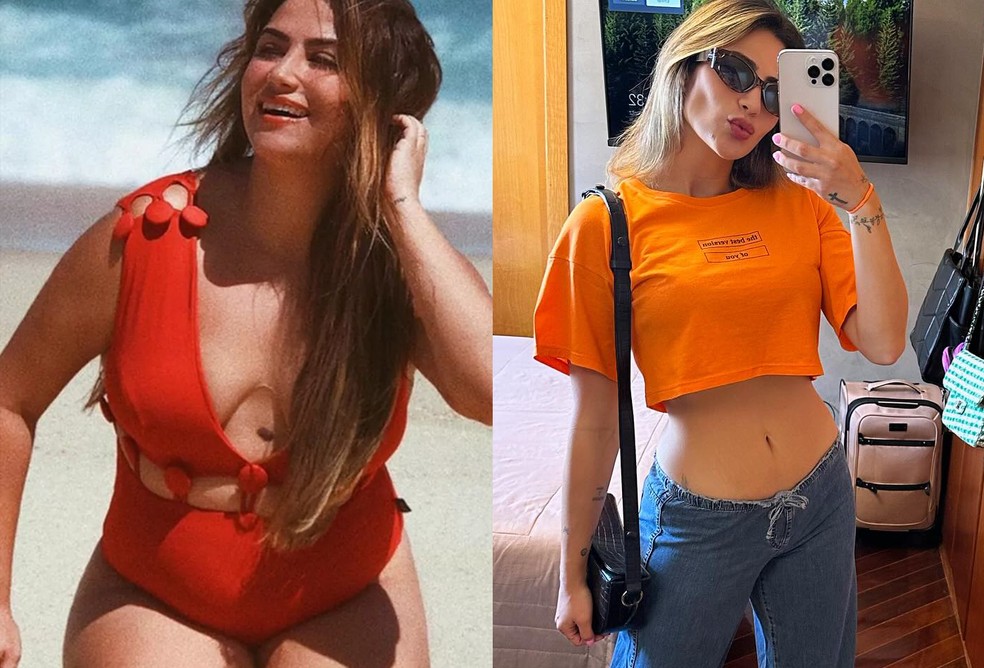 Jéssica Beatriz Costa em antes e depois — Foto: Reprodução / Instagram