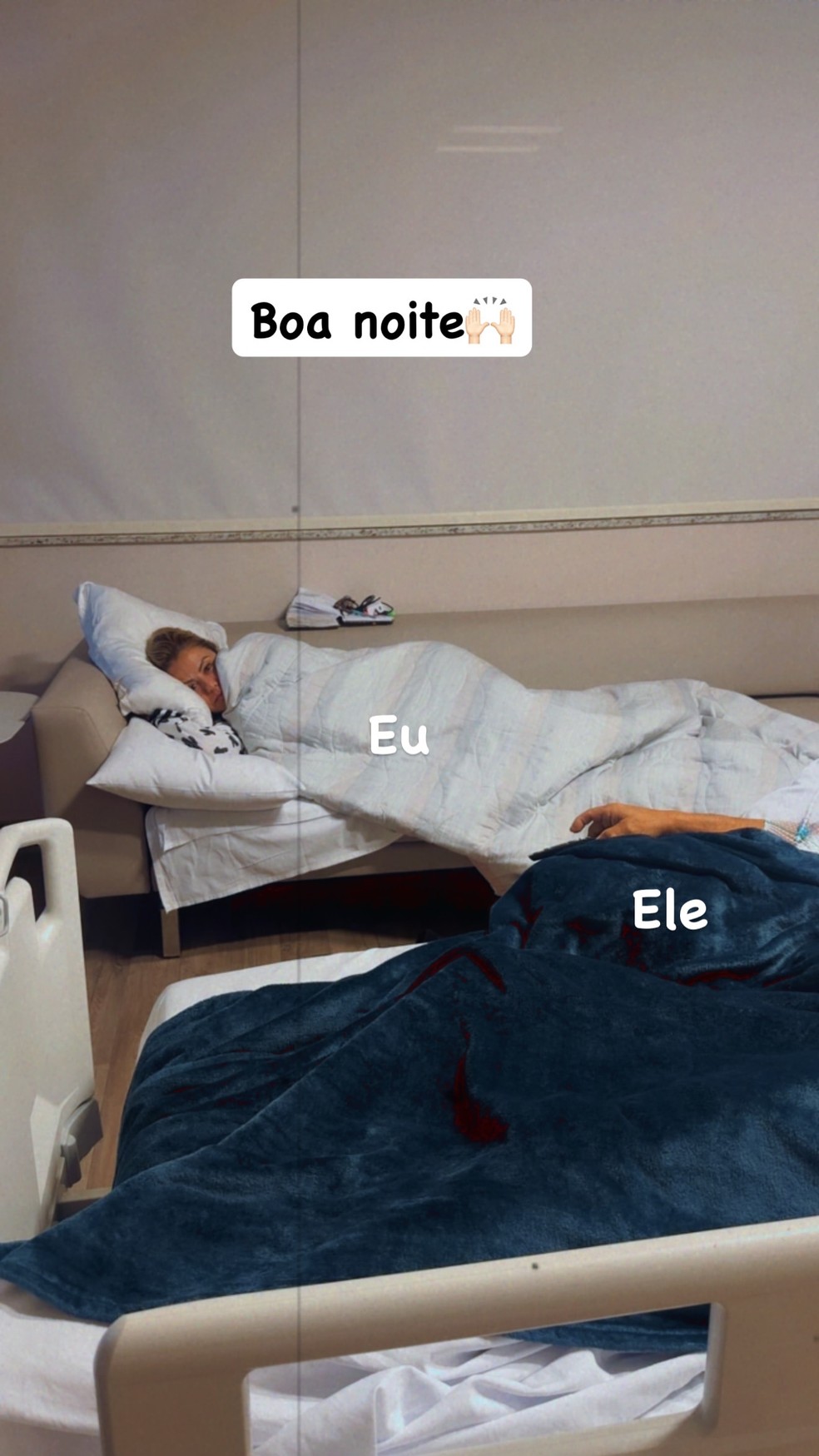 Poliana Rocha madruga ao lado de Leonardo em hospital e mostra rotina do sertanejo após internação — Foto: Reprodução/Instagram