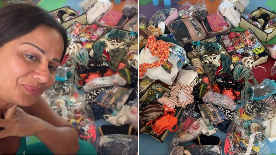 Viviane Araujo 'faz a limpa' em coleção de biquínis