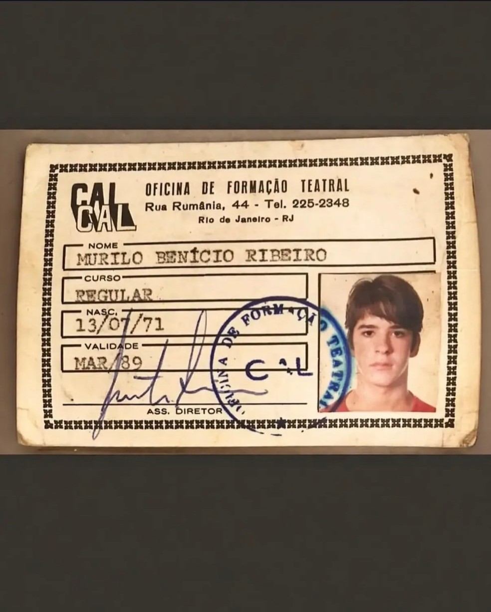 Murilo Benício resgata foto de carterinha de estudante — Foto: Reprodução/Instagram