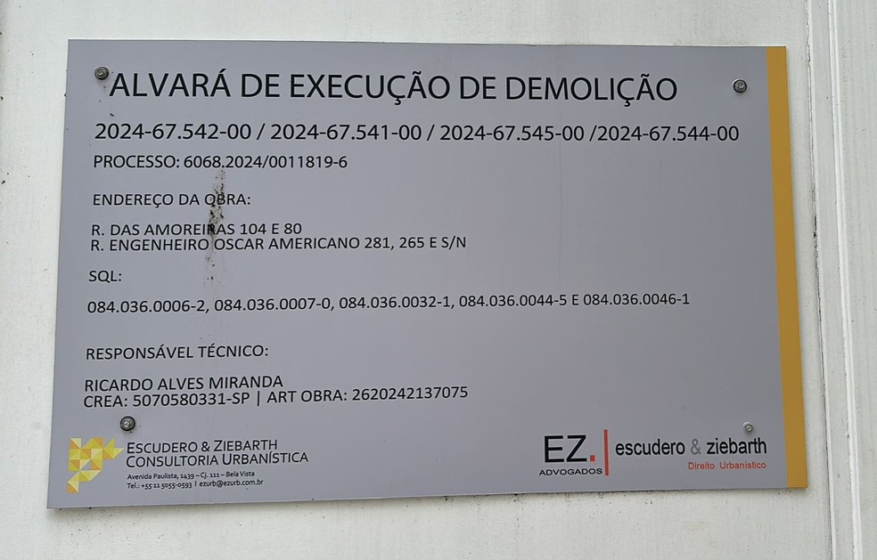 Alvar&aacute; de execu&ccedil;&atilde;o de demoli&ccedil;&atilde;o &mdash; Foto: Reprodu&ccedil;&atilde;o