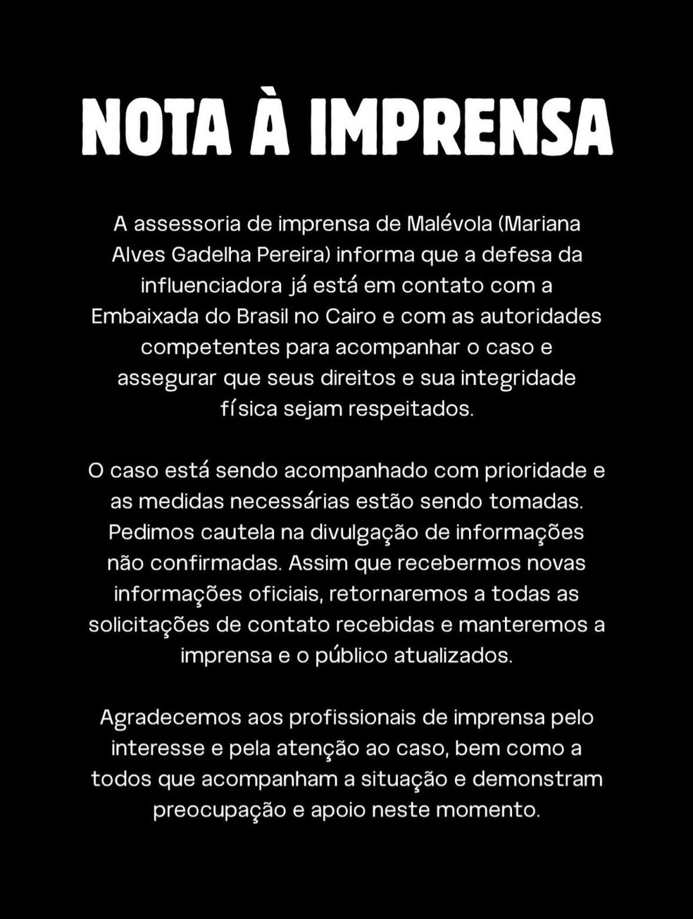 Assessoria de Malévola se pronuncia — Foto: Reprodução/Instagram