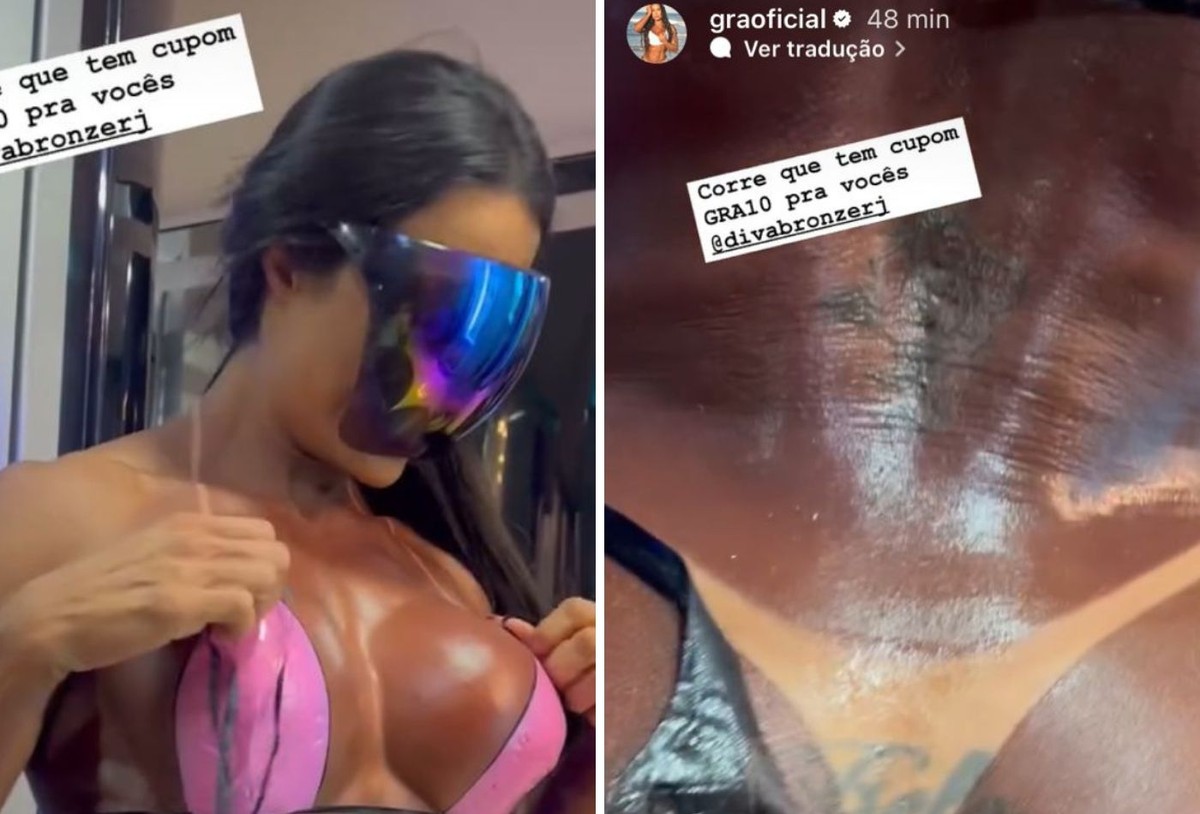 Gracyanne Barbosa mostra bronzeado e tatuagem íntima com nome de Belo