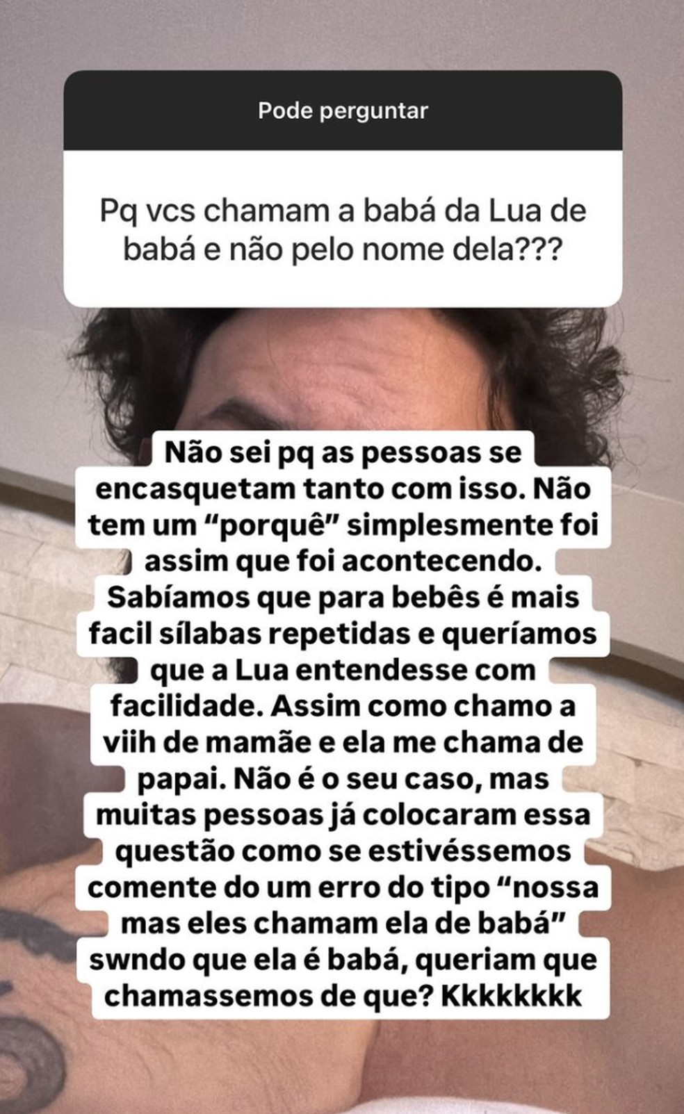 Eliezer rebate críticas por não chamar babá de Lua pelo nome