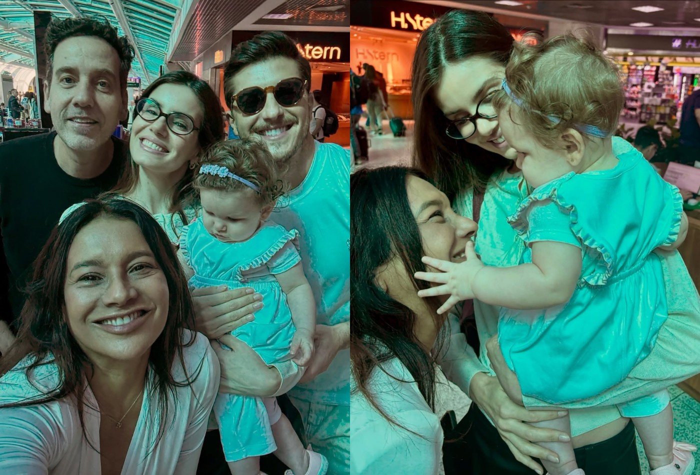 Dira Paes se derrete por filha de Camila 
Queiroz e Klebber Toledo em aeroporto: 