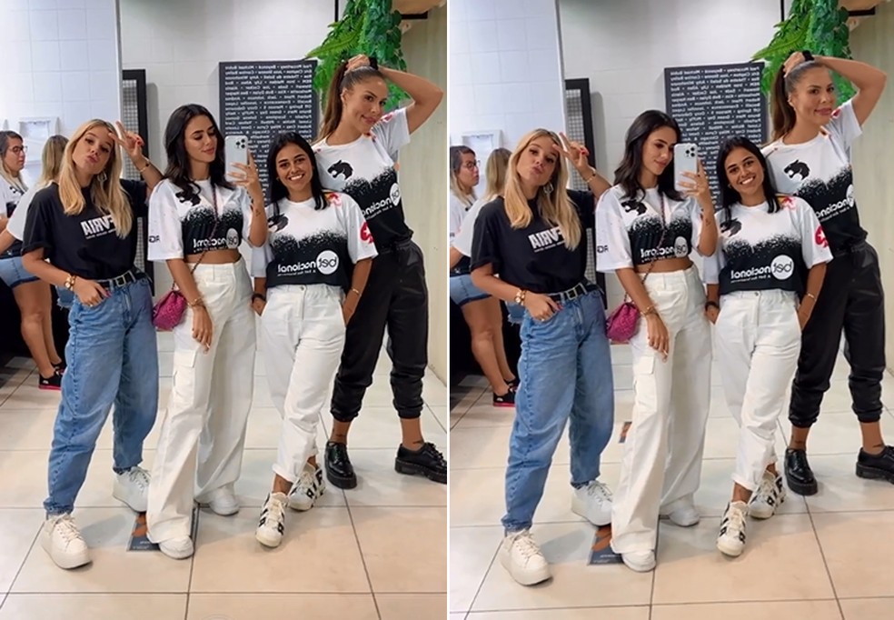 Grávida, Bruna Biancardi mostra barriguinha em evento com Neymar e amigas — Foto: Reprodução/Instagram