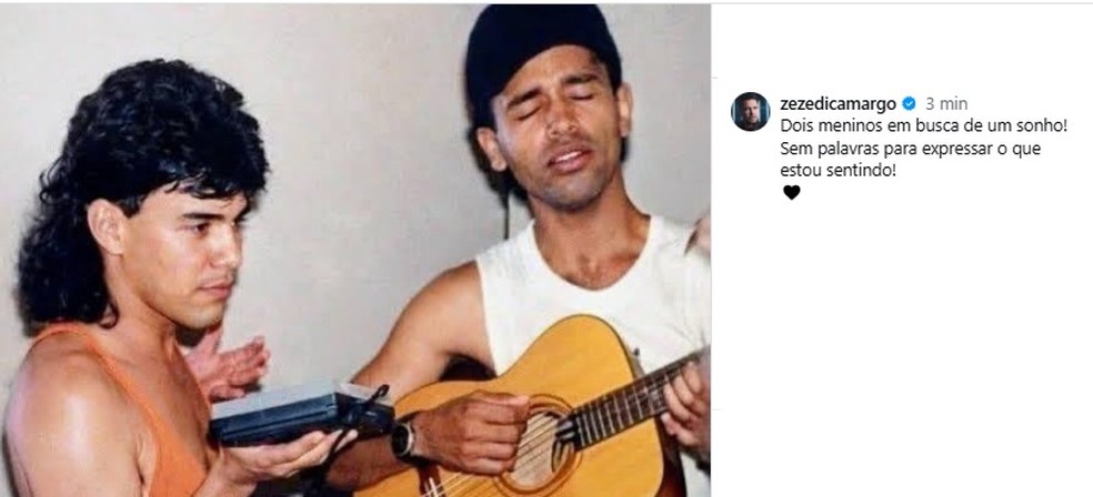 Zezé Di Camargo lamenta a morte do cantor Rick — Foto: Reprodução/Instagram