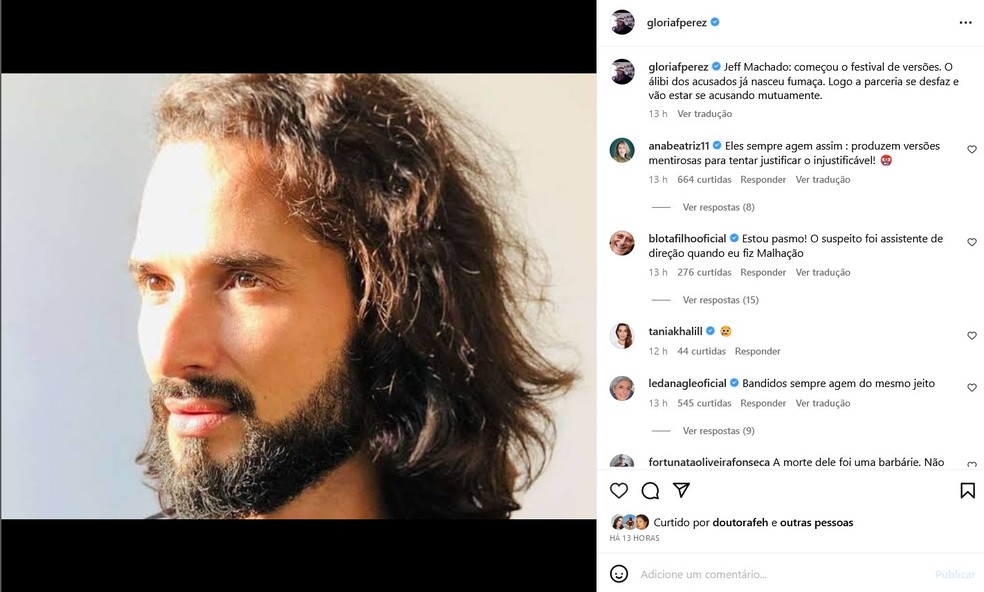 Gloria Perez comenta sobre Jeff Machado — Foto: Reprodução/Instagram