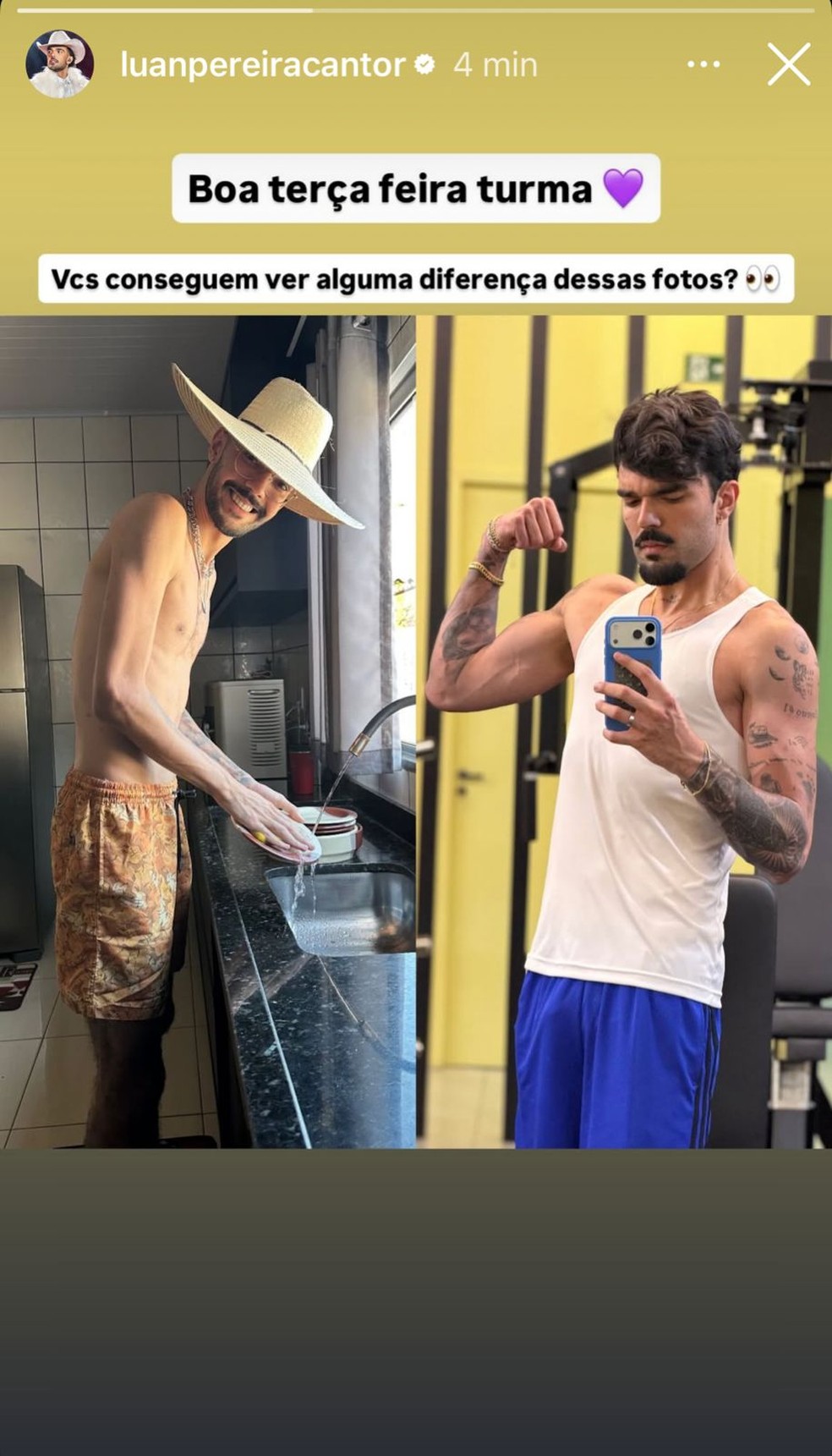 Luan Pereira impressiona ao mostrar antes e depois do corpo — Foto: Reprodução/ Instagram