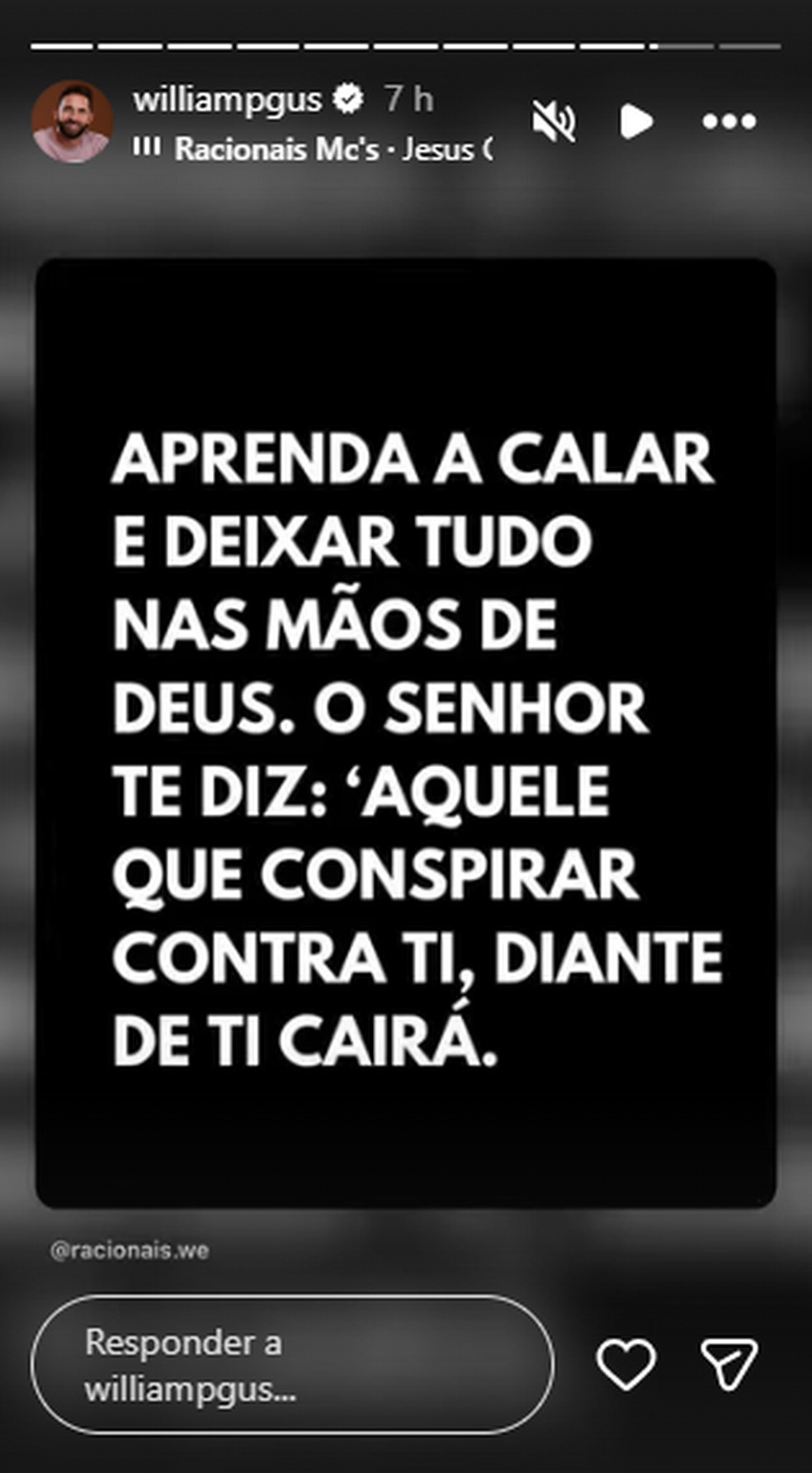 Post de William Gusmão — Foto: Reprodução/Instagram