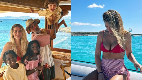 Giovanna Ewbank posta com a família em Ibiza e fãs brincam: 'Único casal que não pode se separar'