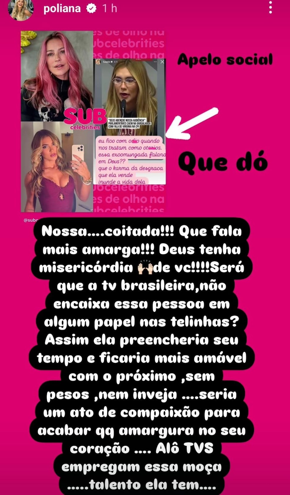 Poliana Rocha rebate Luana Piovani — Foto: Reprodução/Instagram