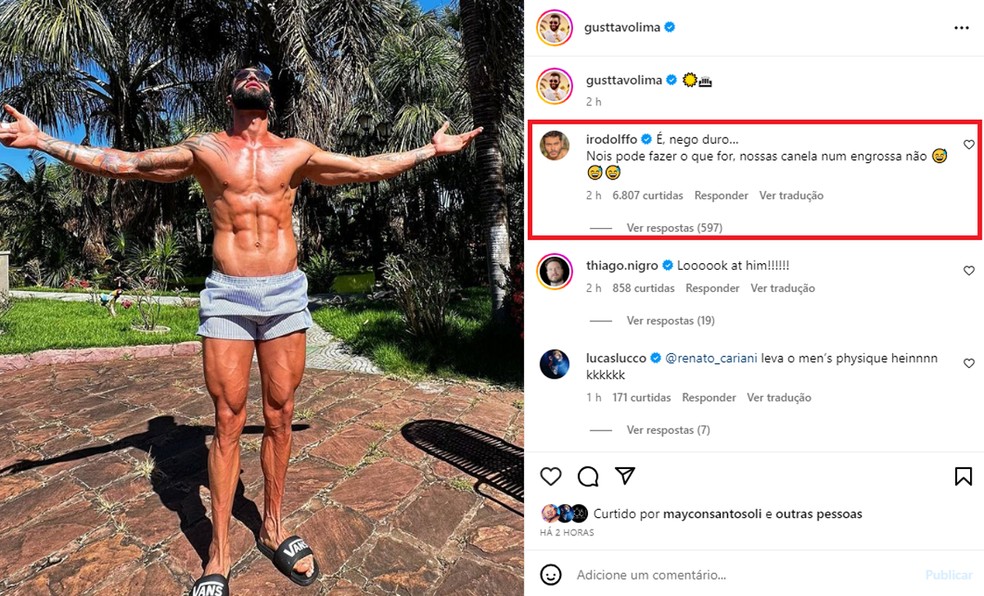 Rodolffo comenta post de Gusttavo Lima — Foto: Reprodução Instagram