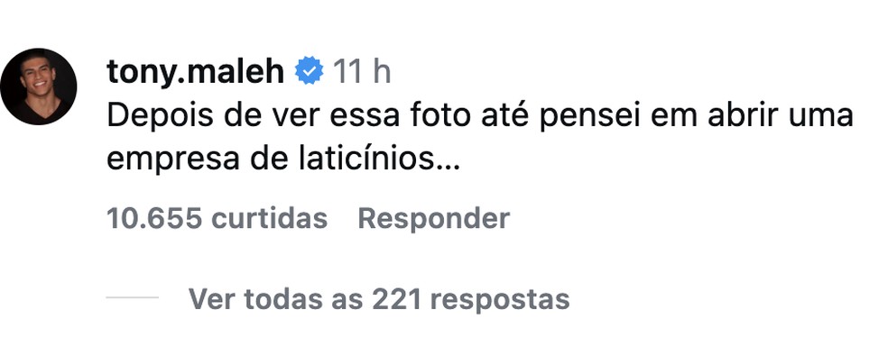 Coment&aacute;rio de Tony Maleh &mdash; Foto: Reprodu&ccedil;&atilde;o/Instagram