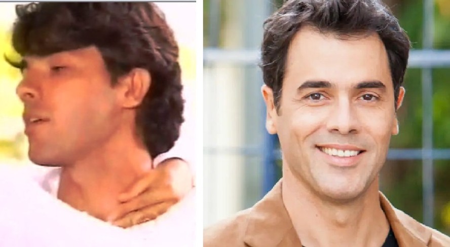 Antes e depois: Cláudio Lins, como Bruno em 'História de Amor' (Globo, 1995) e com visual atual