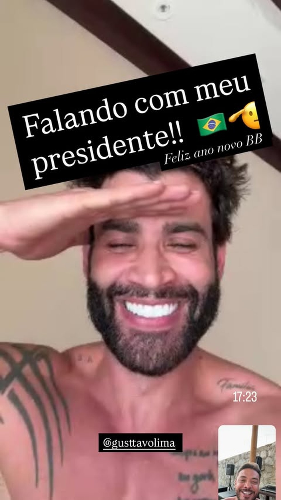 Gusttavo Lima é chamado de “meu presidente” por Wesley Safadão em vídeo — Foto: Reprodução/Instagram