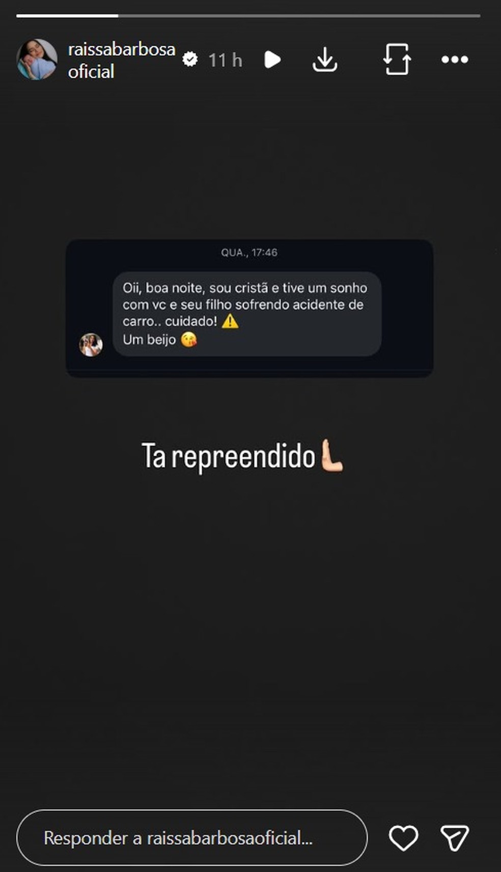 Story de Raissa Barbosa — Foto: Reprodução/Instagram