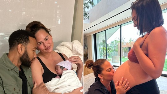Chrissy Teigen e John Legend anunciam nascimento de quarto filho, e agradecem à barriga de aluguel