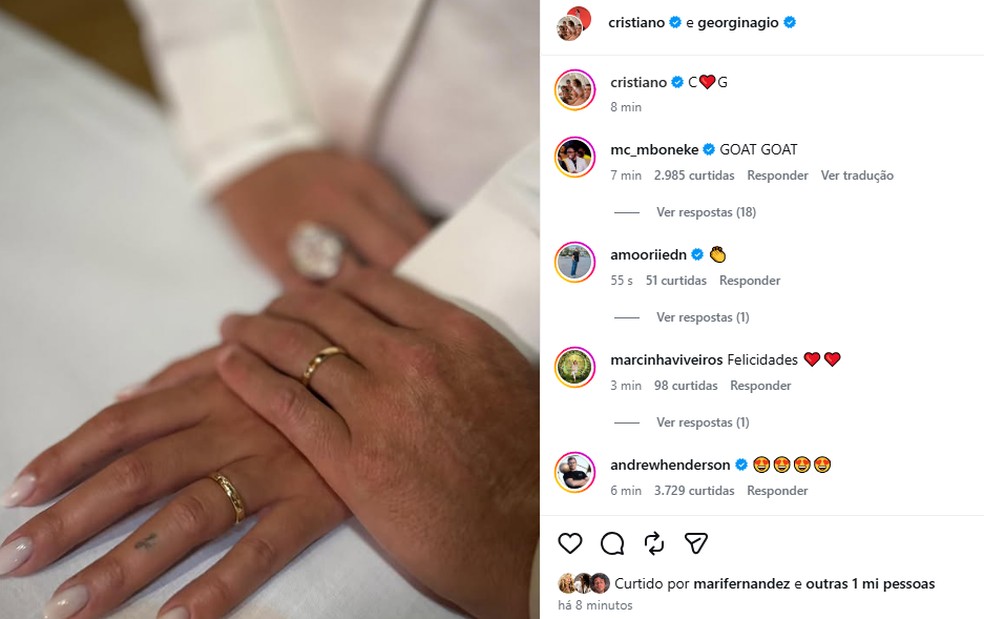 Post alcançou um milhão de curtidas em oito minutos — Foto: Reprodução/Instagram