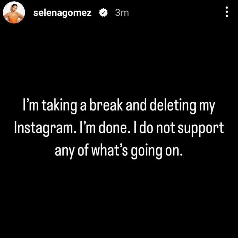 Publicação de Selena Gomez — Foto: reprodução/instagram