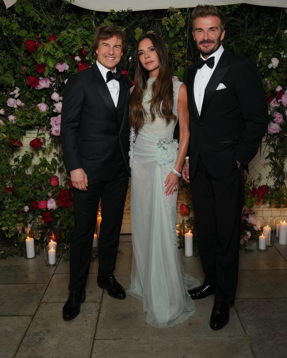 Tom Cruise, Victoria Beckham e David Beckham — Foto: Reprodução/Instagram