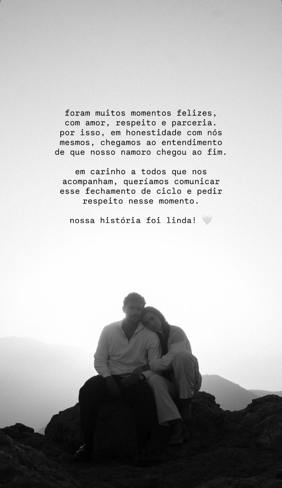 Post de Lucas Pizane sobre o fim do relacionamento com Giovanna Lima — Foto: Reprodução/Instagram