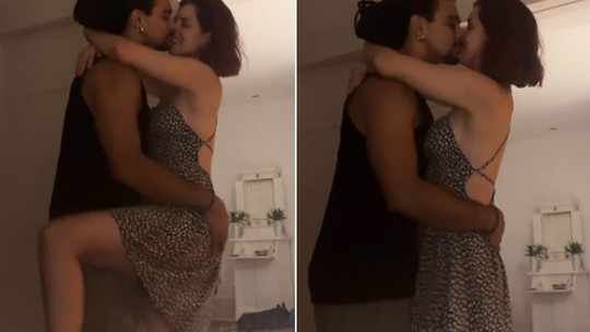 Com 'mão boba', Sophia Abrahão e Sérgio Malheiros dançam e trocam beijos; assista